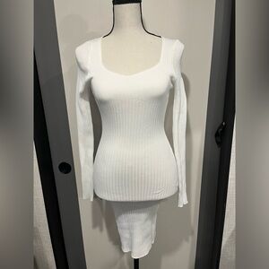 Love Star NWOT Women’s White Ribbed Long Sleeve Dress